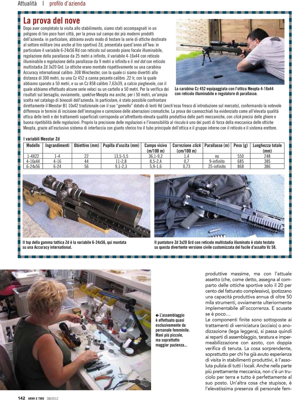 particolare il variabile 6-24x56 Rd con reticolo sul secondo piano focale illuminabile, regolazione della parallasse da 25 metri a infinito, il variabile 4-16x44 con reticolo illuminabile e