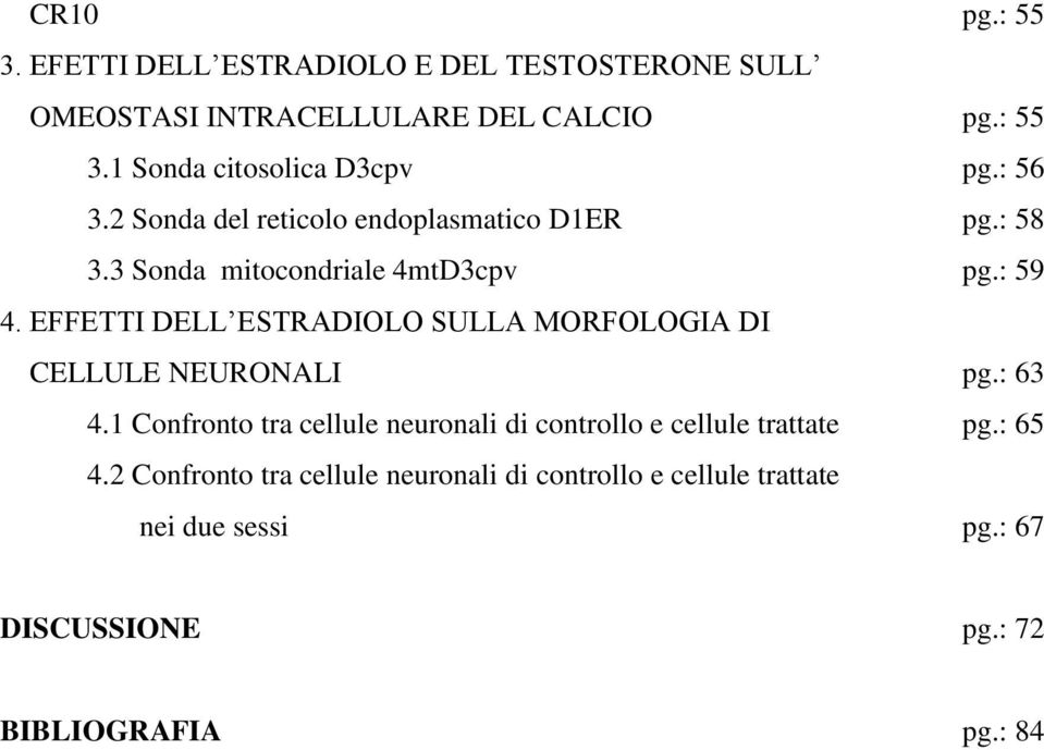 EFFETTI DELL ESTRADIOLO SULLA MORFOLOGIA DI CELLULE NEURONALI pg.: 63 4.