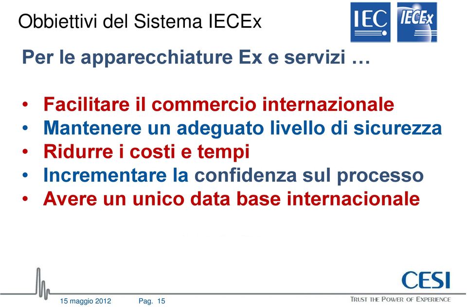 di sicurezza Ridurre i costi e tempi Incrementare la confidenza sul