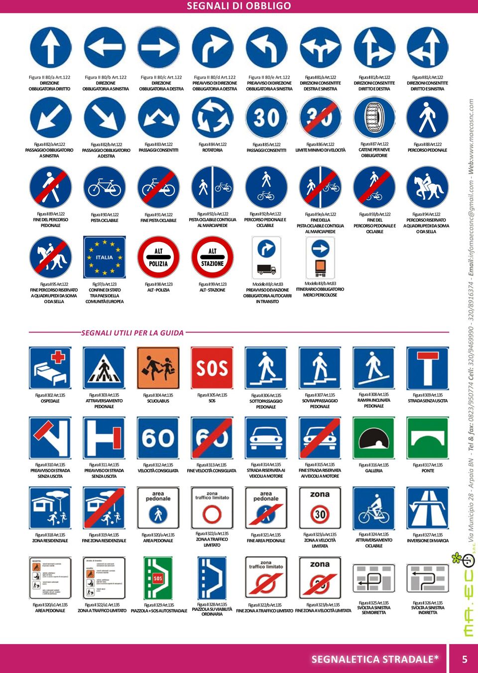 122 diritto e sinistra Figura II 82/a Art.122 a sinistra Figura II 89 Art.122 fine del percorso Figura II 95 Art.122 fine percorso riservato a quadrupedi da soma o da sella Figura II 302 Art.