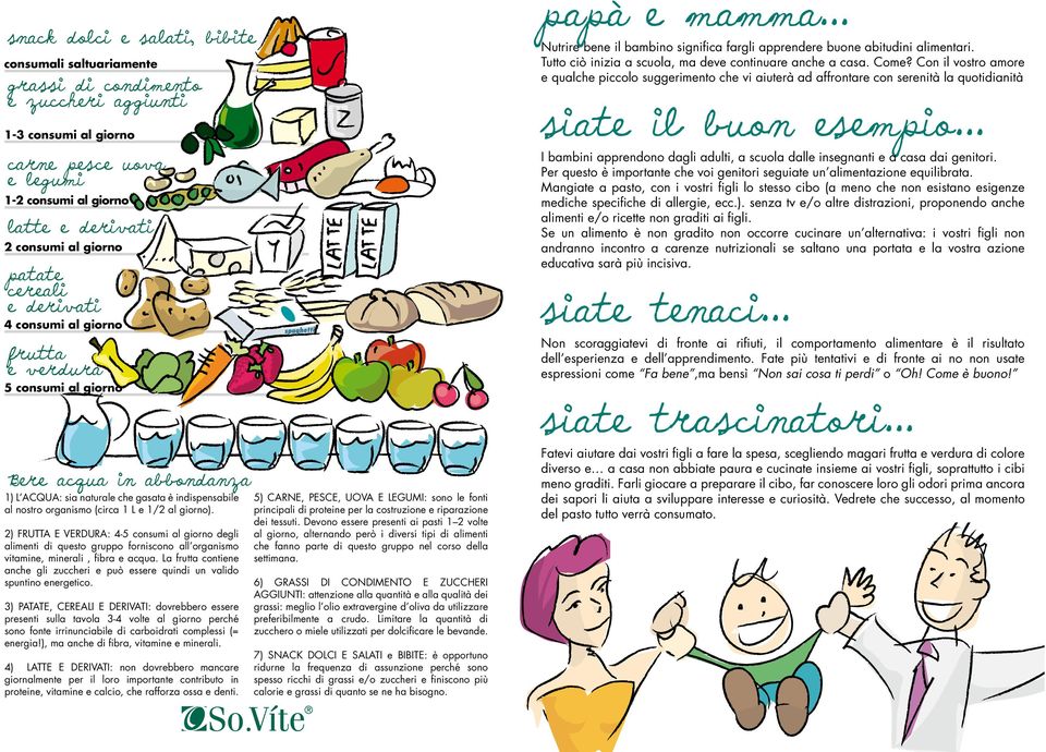 .. 1-3 consumi al giorno I bambini apprendono dagli adulti, a scuola dalle insegnanti e a casa dai genitori. Per questo è importante che voi genitori seguiate un alimentazione equilibrata.