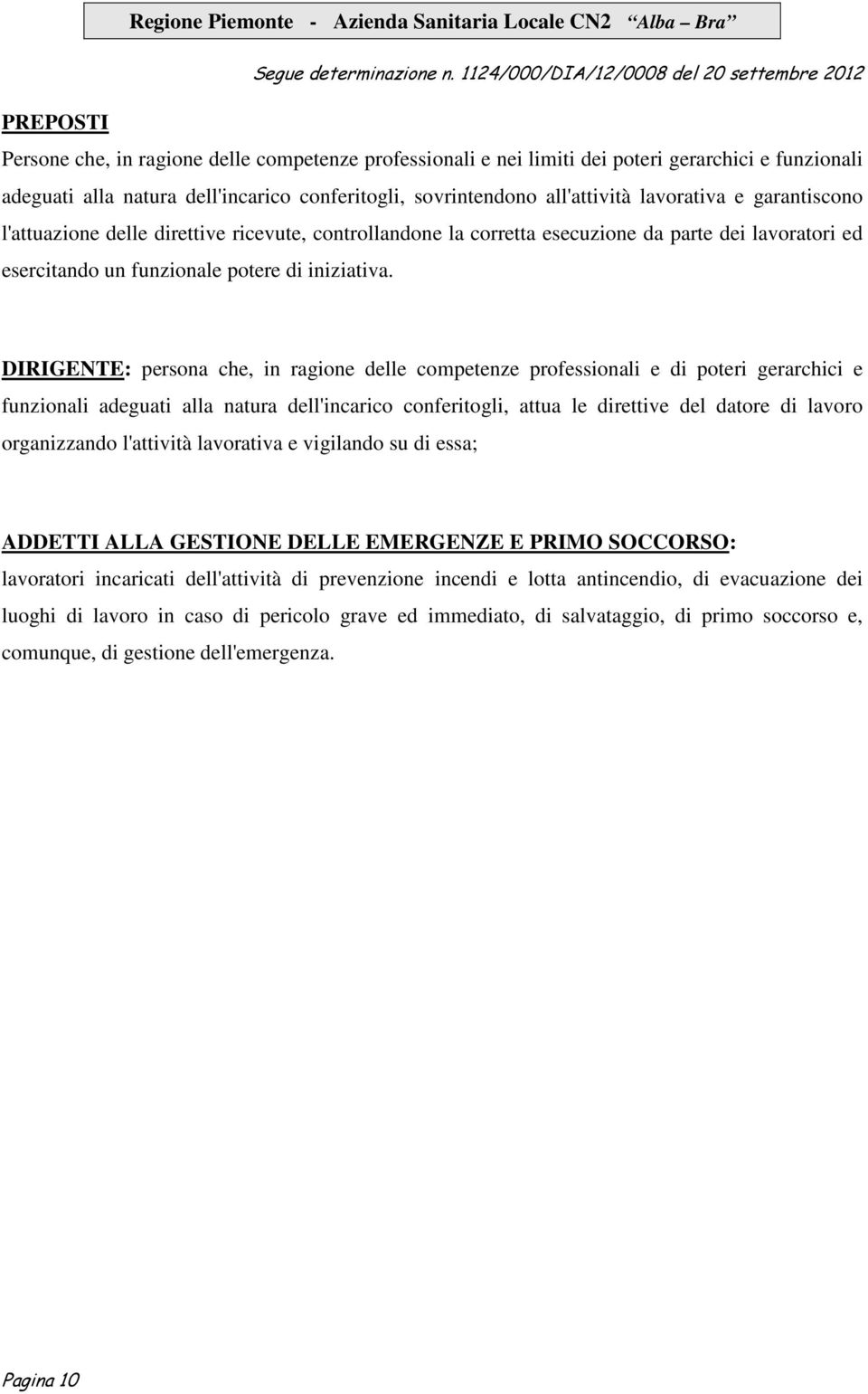 DIRIGENTE: persona che, in ragione delle competenze professionali e di poteri gerarchici e funzionali adeguati alla natura dell'incarico conferitogli, attua le direttive del datore di lavoro