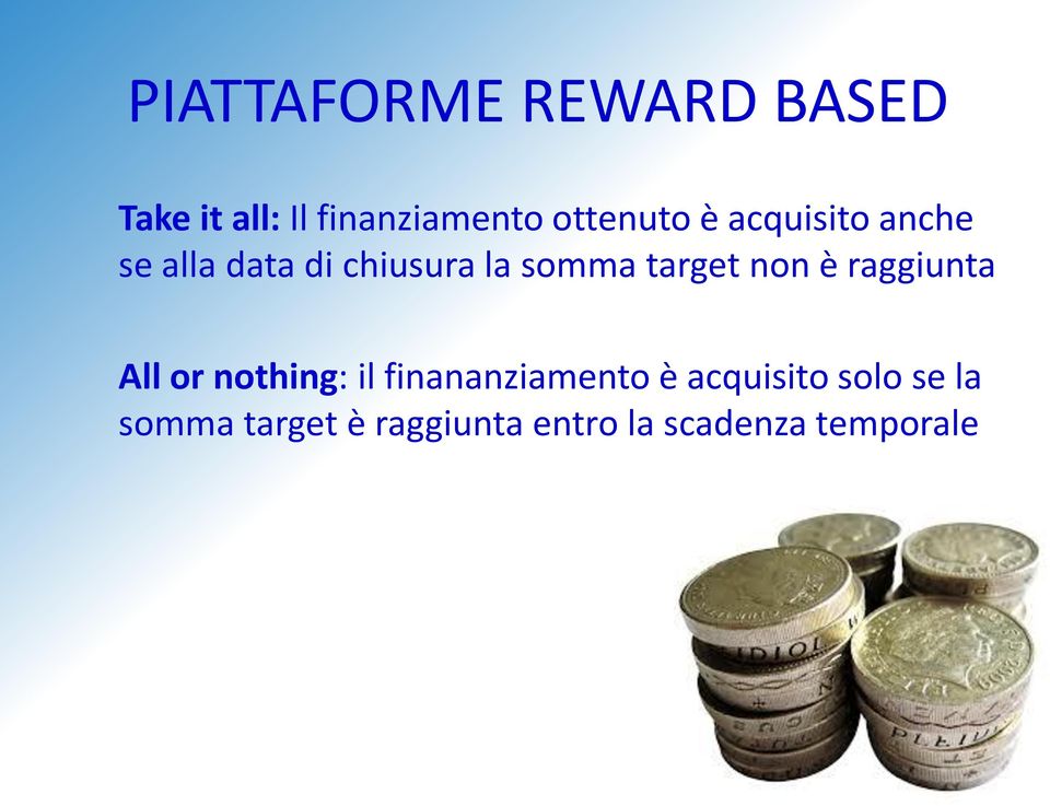 target non è raggiunta All or nothing: il finananziamento è