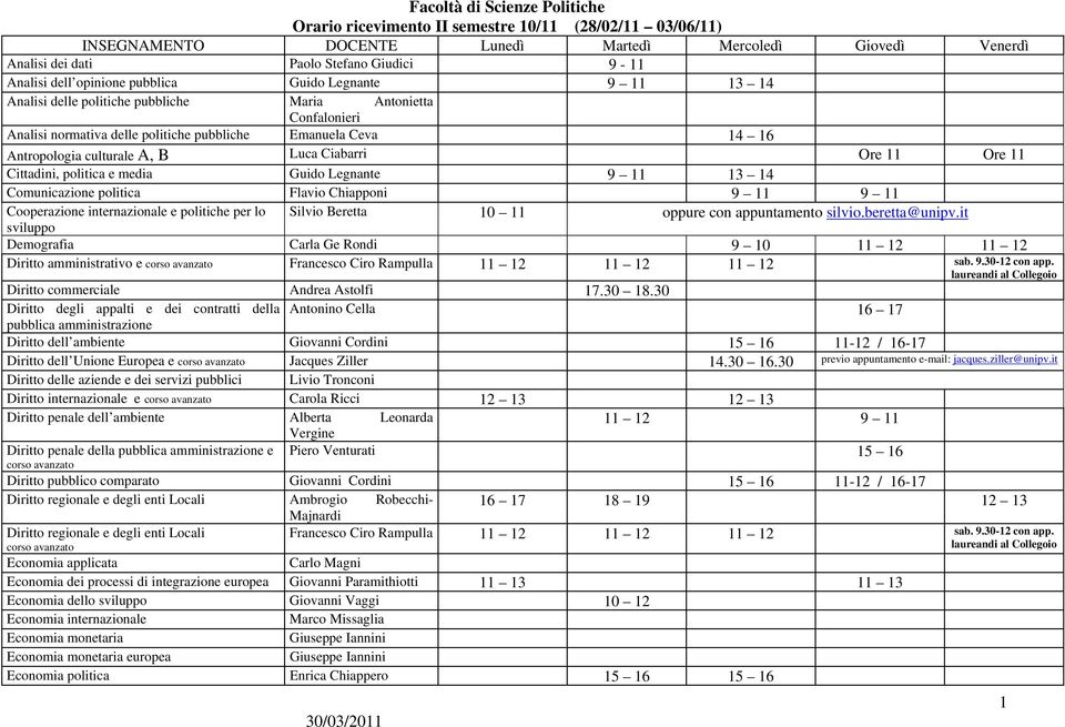 internazionale e politiche per lo Silvio Beretta 10 11 oppure con appuntamento silvio.beretta@unipv.