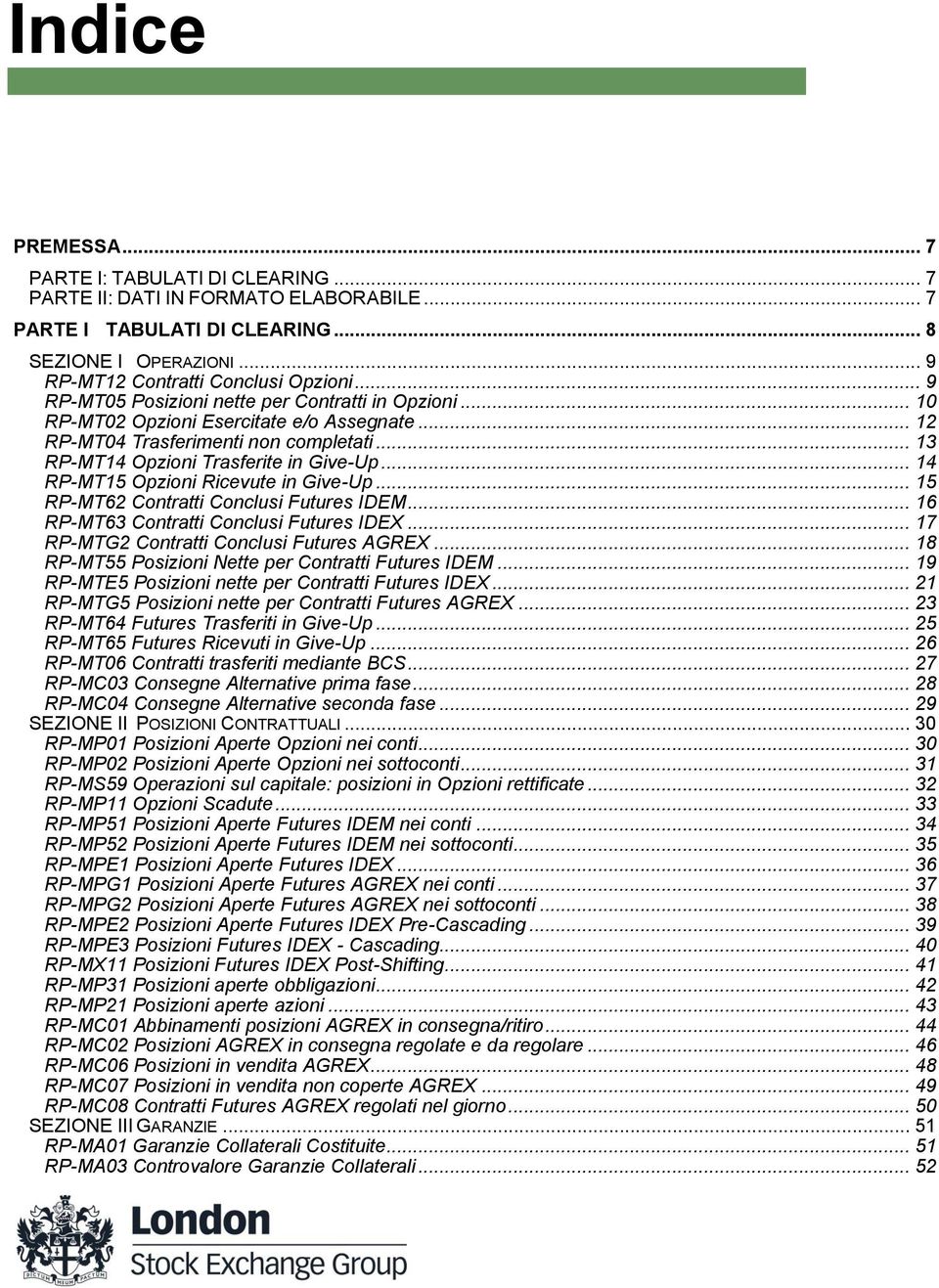 .. 14 RP-MT15 Opzioni Ricevute in Give-Up... 15 RP-MT62 Contratti Conclusi Futures IDEM... 16 RP-MT63 Contratti Conclusi Futures IDEX... 17 RP-MTG2 Contratti Conclusi Futures AGREX.