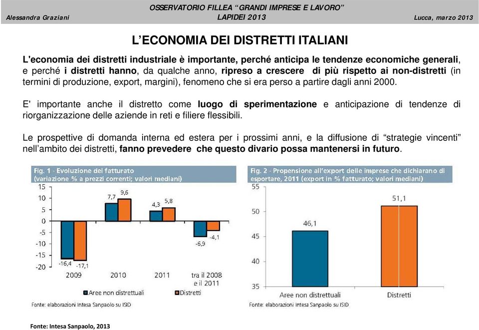 E' importante anche il distretto come luogo di sperimentazione e anticipazione di tendenze di riorganizzazione delle aziende in reti e filiere flessibili.