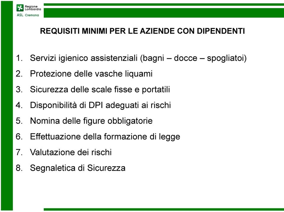 Protezione delle vasche liquami 3. Sicurezza delle scale fisse e portatili 4.