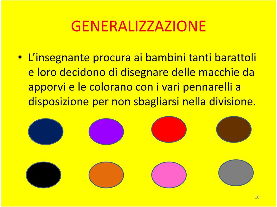 macchie da apporvi e le colorano con i vari