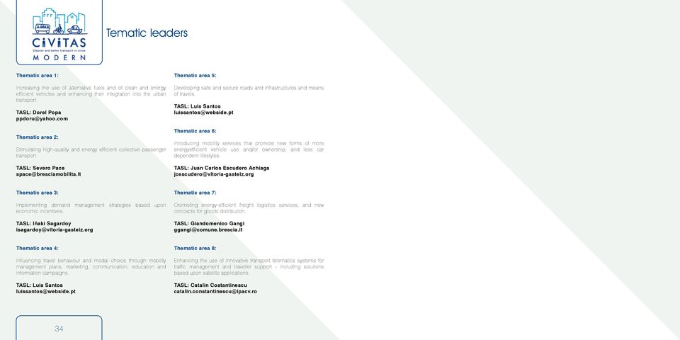 it Thematic area 5: Developing safe and secure roads and infrastructures and means of travels. TASL: Luis Santos luissantos@webside.