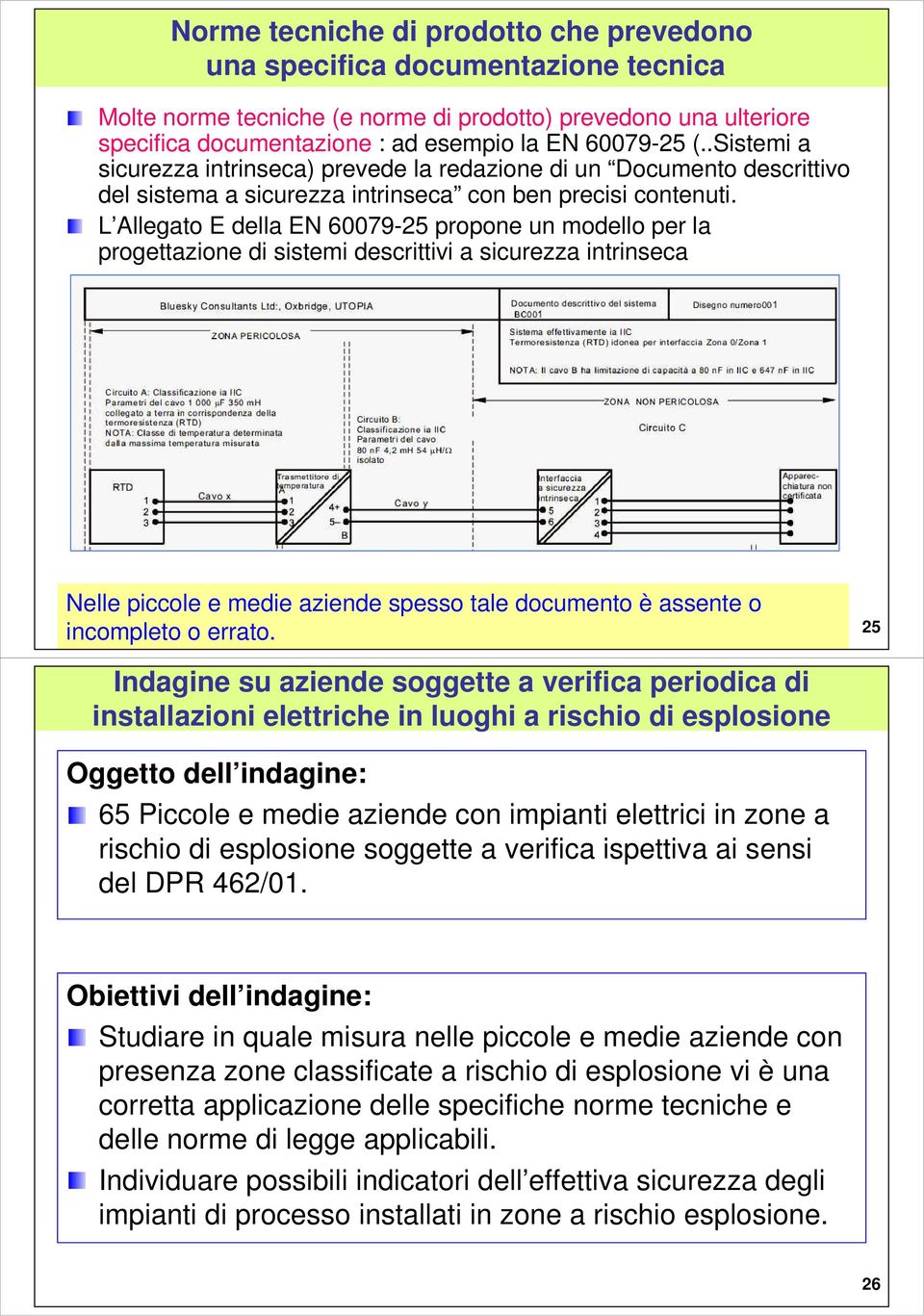 L Allegato E della EN 60079-25 propone un modello per la progettazione di sistemi descrittivi a sicurezza intrinseca Nelle piccole e medie aziende spesso tale documento è assente o incompleto o