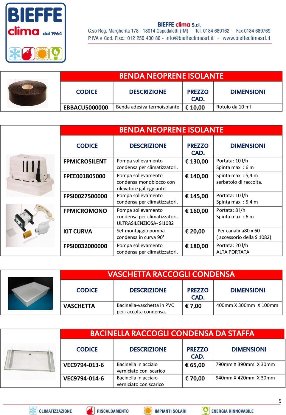 Pompa sollevamento condensa monoblocco con rilevatore galleggiante Pompa sollevamento condensa per climatizzatori.