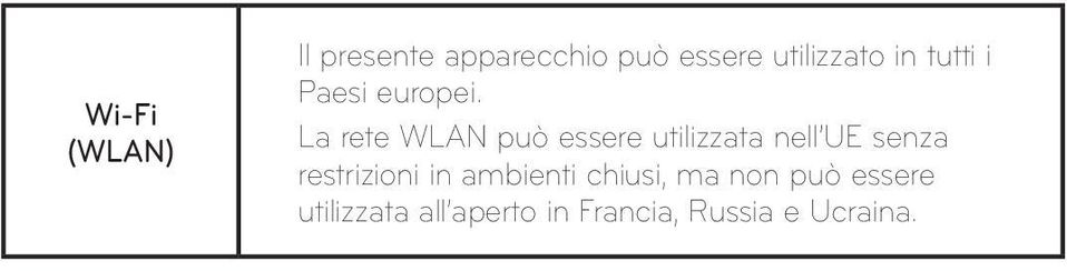 La rete WLAN può essere utilizzata nell UE senza