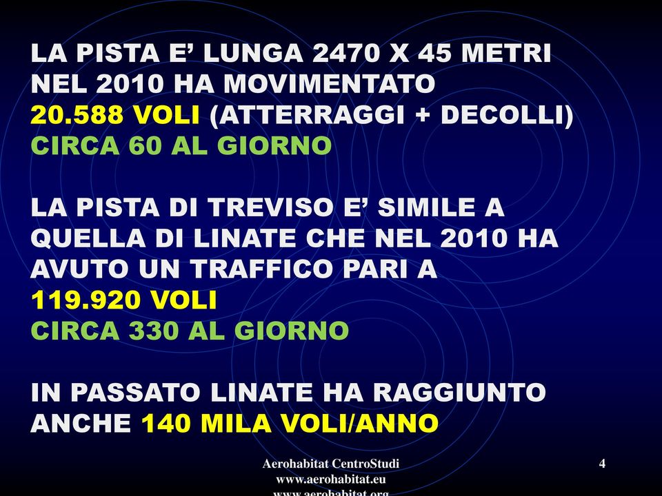 SIMILE A QUELLA DI LINATE CHE NEL 2010 HA AVUTO UN TRAFFICO PARI A 119.