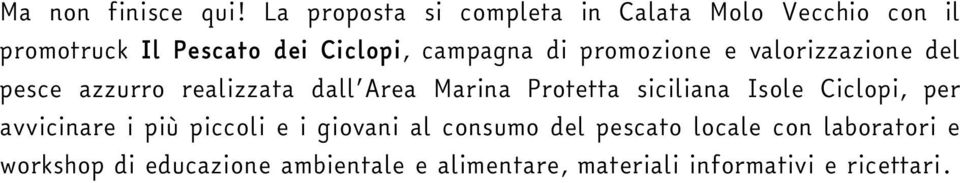 di promozione e valorizzazione del pesce azzurro realizzata dall Area Marina Protetta siciliana