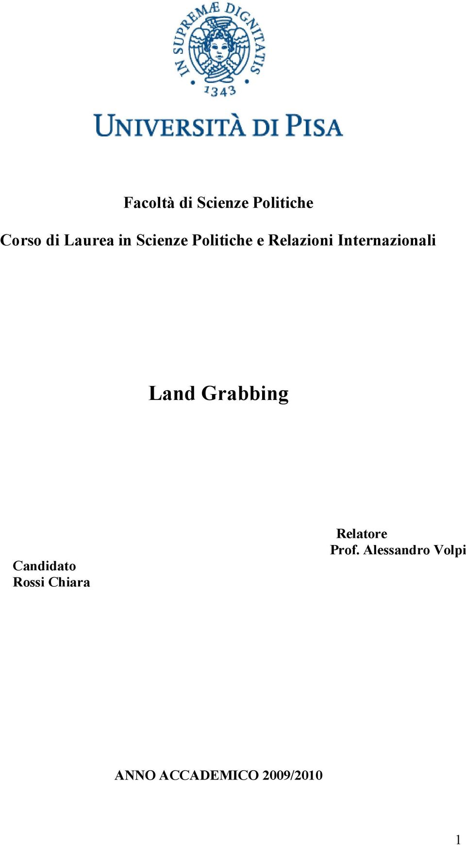 Land Grabbing Candidato Rossi Chiara Relatore