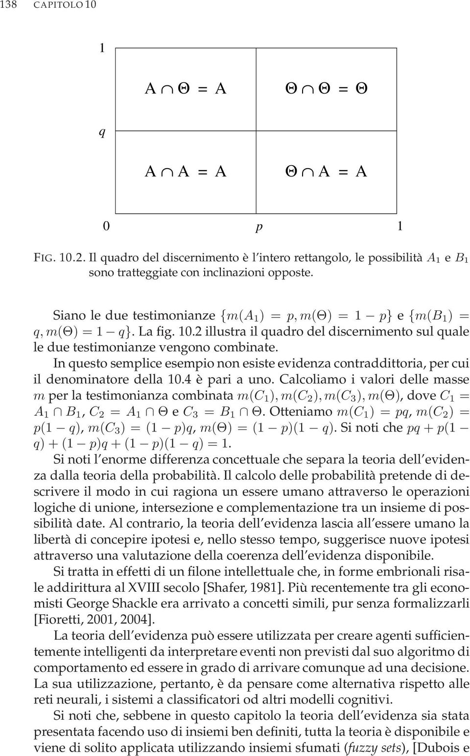 In questo semplice esempio non esiste evidenza contraddittoria, per cui il denominatore della 10.4 è pari a uno.