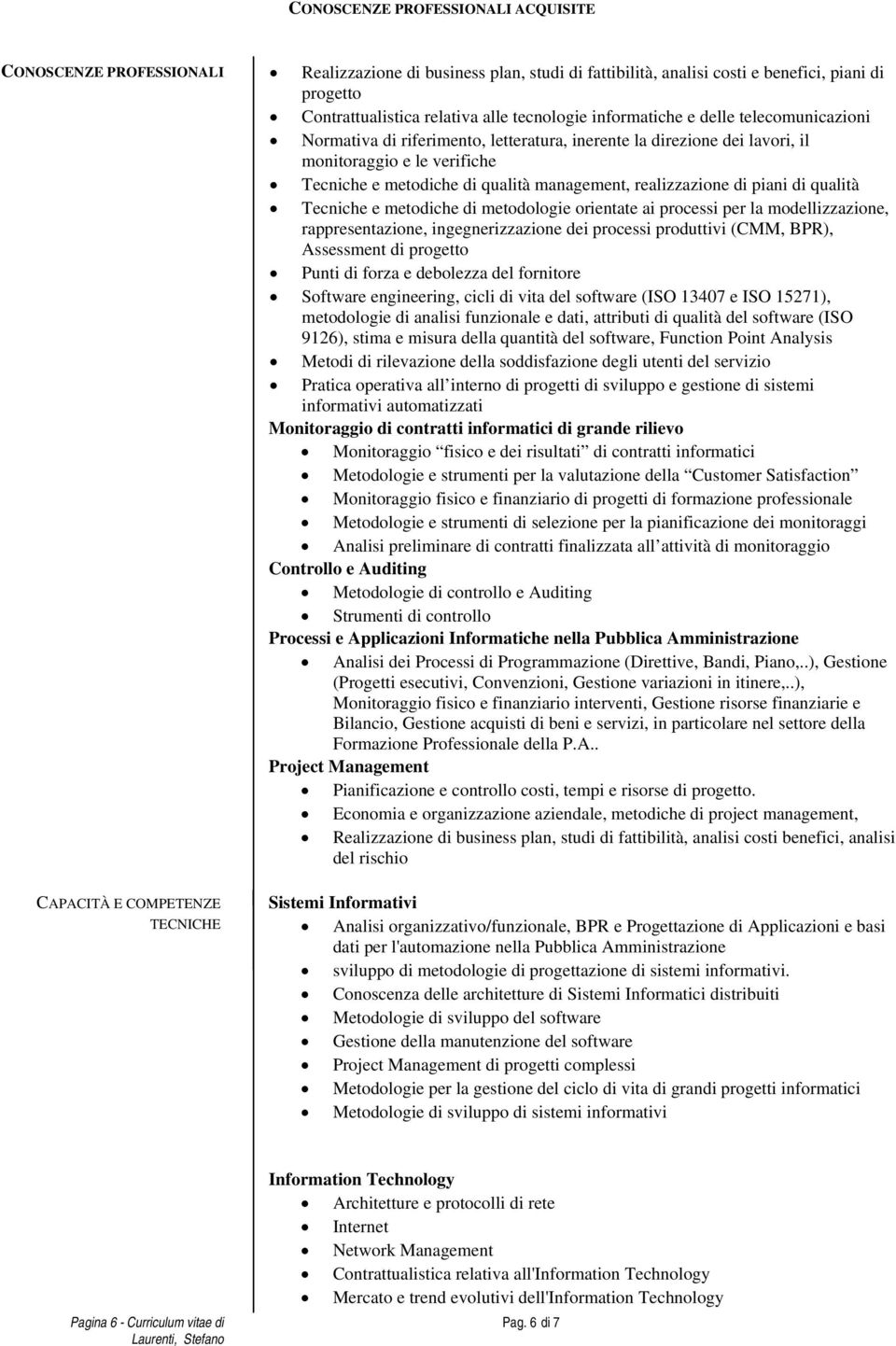 di qualità Tecniche e metdiche di metdlgie rientate ai prcessi per la mdellizzazine, rappresentazine, ingegnerizzazine dei prcessi prduttivi (CMM, BPR), Assessment di prgett Punti di frza e deblezza