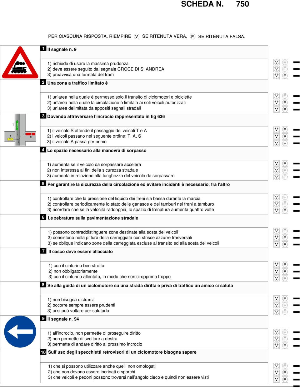 ai soli veicoli autorizzati ) un'area delimitata da appositi segnali stradali Dovendo attraversare l'incrocio rappresentato in fig ) il veicolo S attende il passaggio dei veicoli T e ) i veicoli