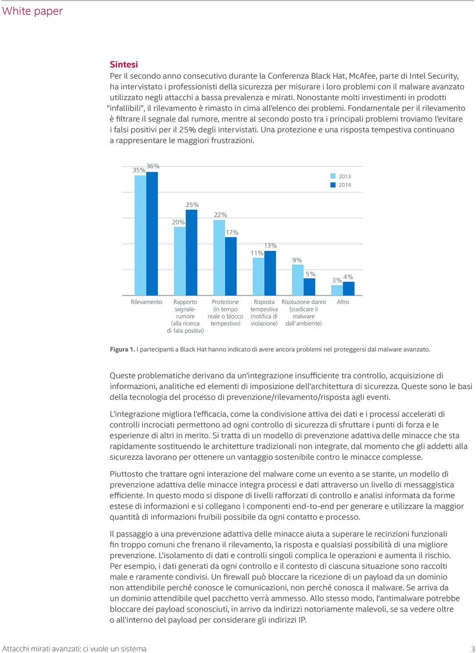 Fondamentale per il rilevamento è filtrare il segnale dal rumore, mentre al secondo posto tra i principali problemi troviamo l'evitare i falsi positivi per il 25% degli intervistati.