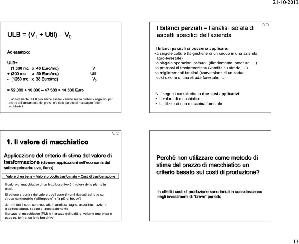 Evidentemente l ULB può anche essere - anche senza prelievi - negativo, per effetto dell andamento dei prezzi e/o della perdita di massa per fattori accidentali Nel seguito consideriamo due casi