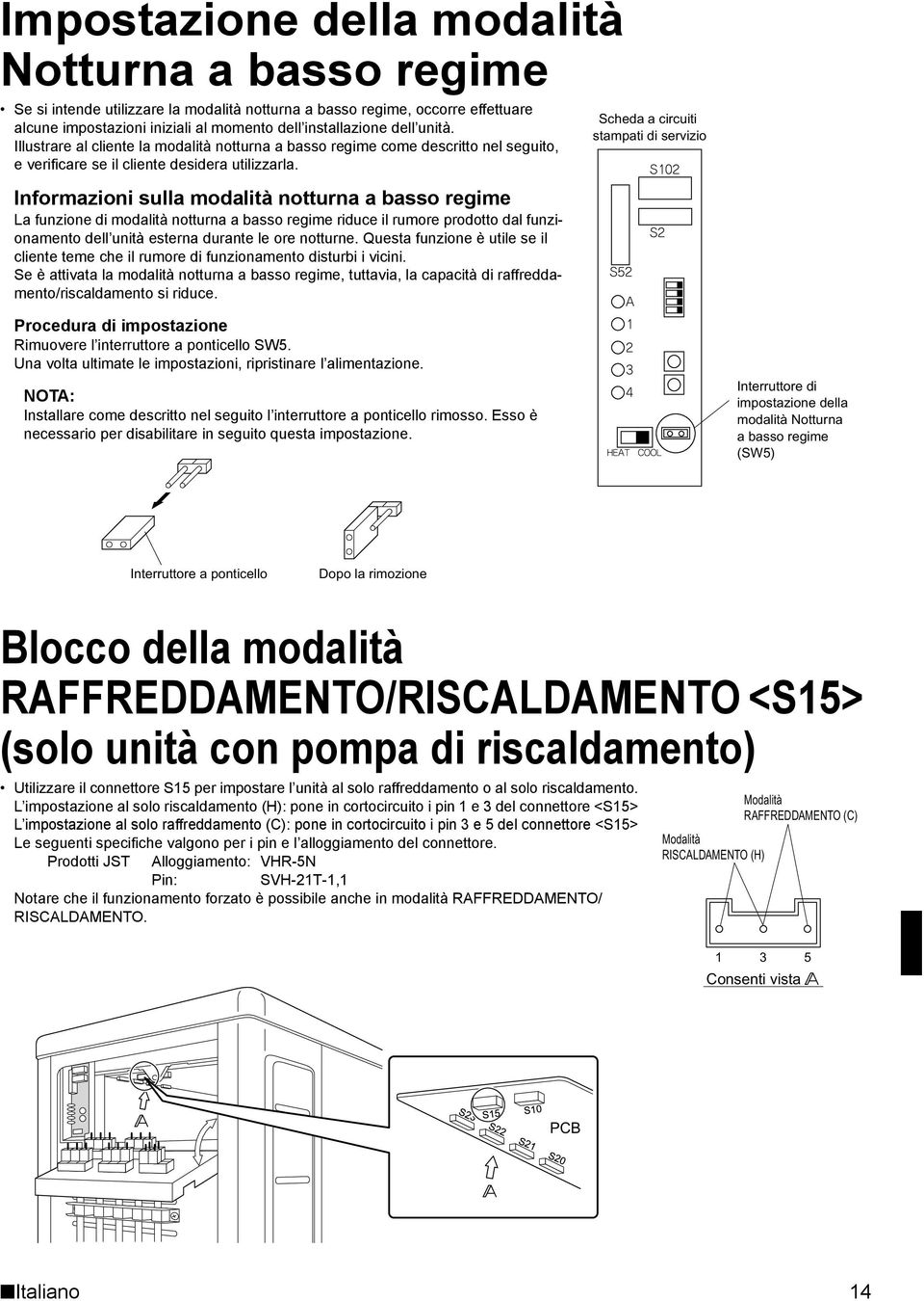 Informazioni sulla modalità notturna a basso regime La funzione di modalità notturna a basso regime riduce il rumore prodotto dal funzionamento dell unità esterna durante le ore notturne.