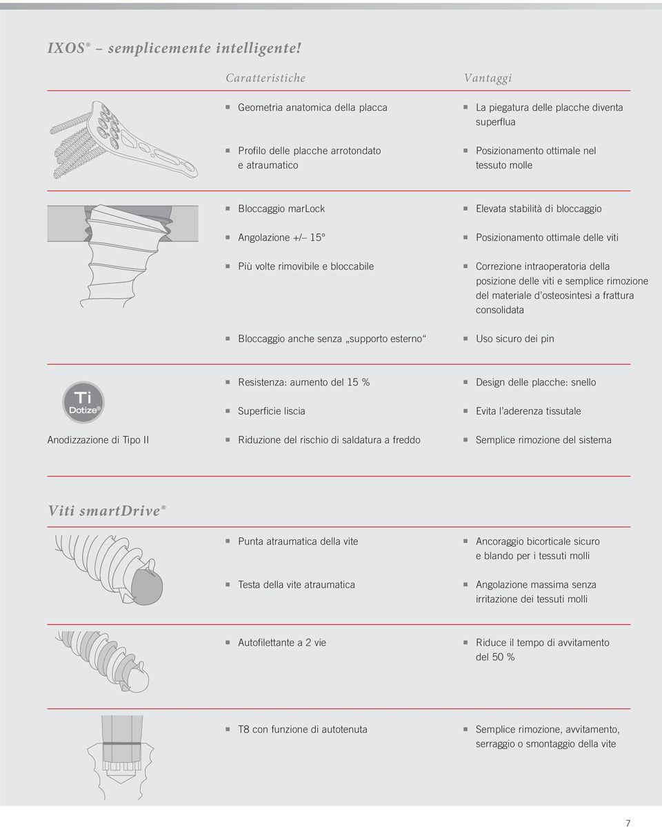 Bloccaggio marlock Elevata stabilità di bloccaggio Angolazione +/ 5 Posizionamento ottimale delle viti Più volte rimovibile e bloccabile Correzione intraoperatoria della posizione delle viti e