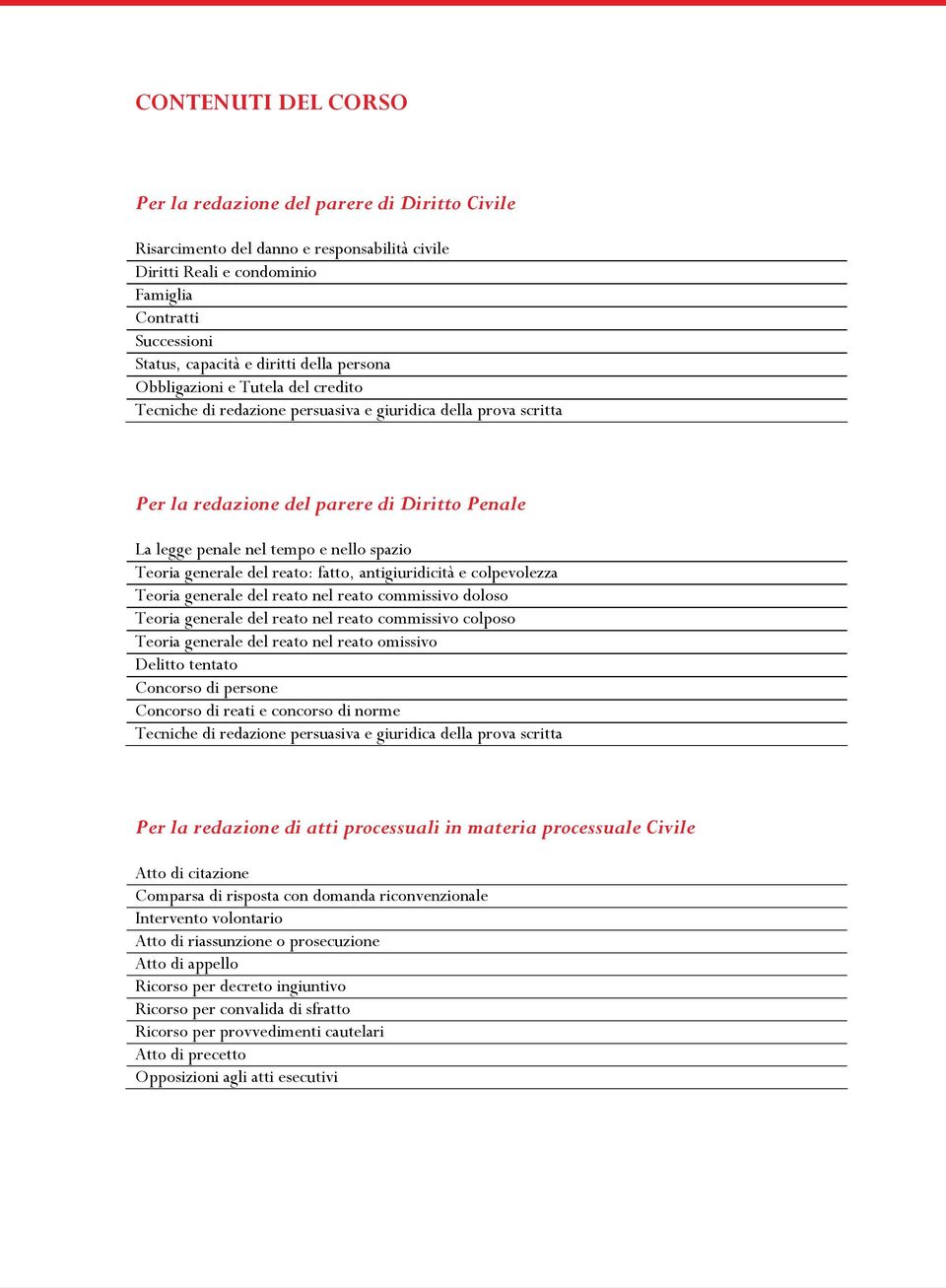 Teoria generale del reato: fatto, antigiuridicità e colpevolezza Teoria generale del reato nel reato commissivo doloso Teoria generale del reato nel reato commissivo colposo Teoria generale del reato