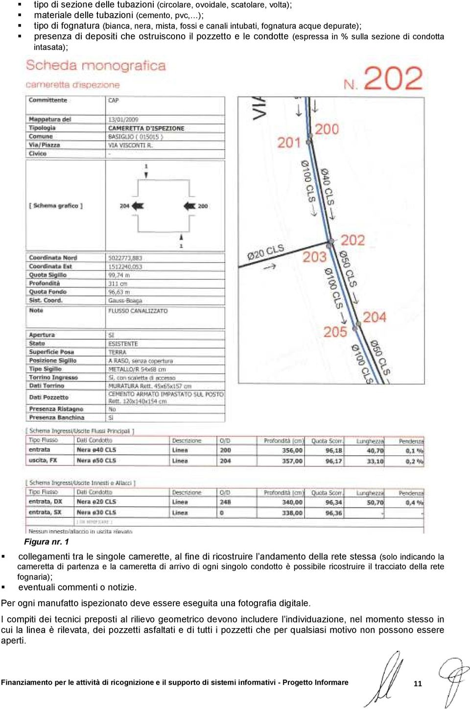 1 collegamenti tra le singole camerette, al fine di ricostruire l andamento della rete stessa (solo indicando la cameretta di partenza e la cameretta di arrivo di ogni singolo condotto è possibile