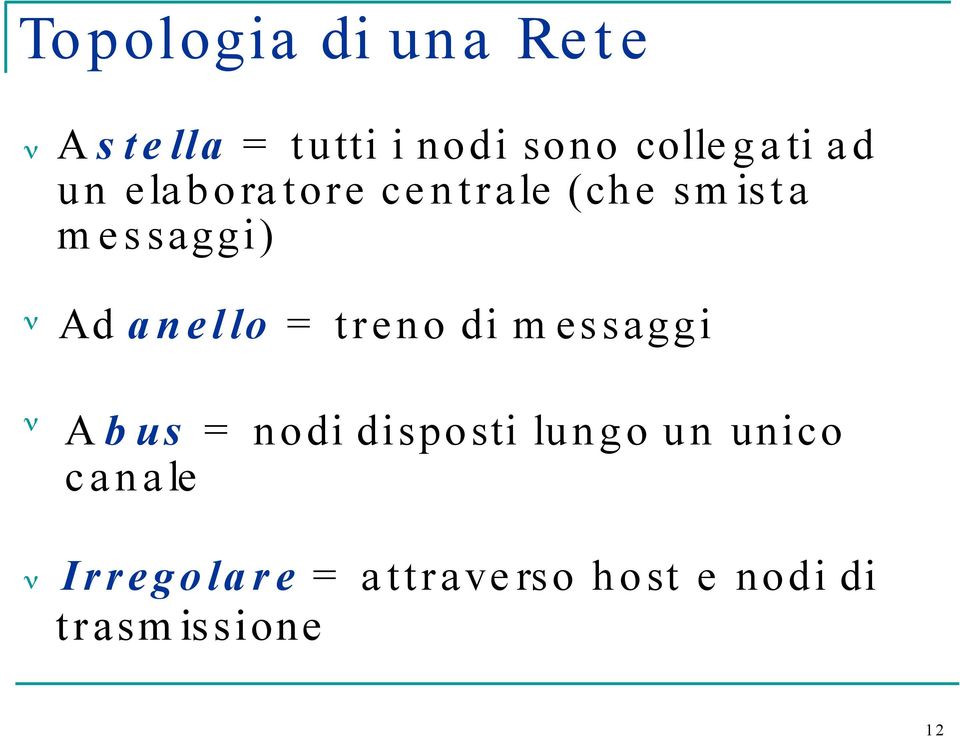 ello = treno di m es saggi A b us = nodi disposti lungo u n unico