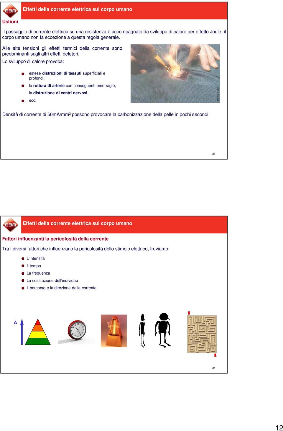 Lo sviluppo di calore provoca: estese distruzioni di tessuti superficiali e profondi, la rottura di arterie con conseguenti emorragie, la distruzione di centri nervosi, ecc.