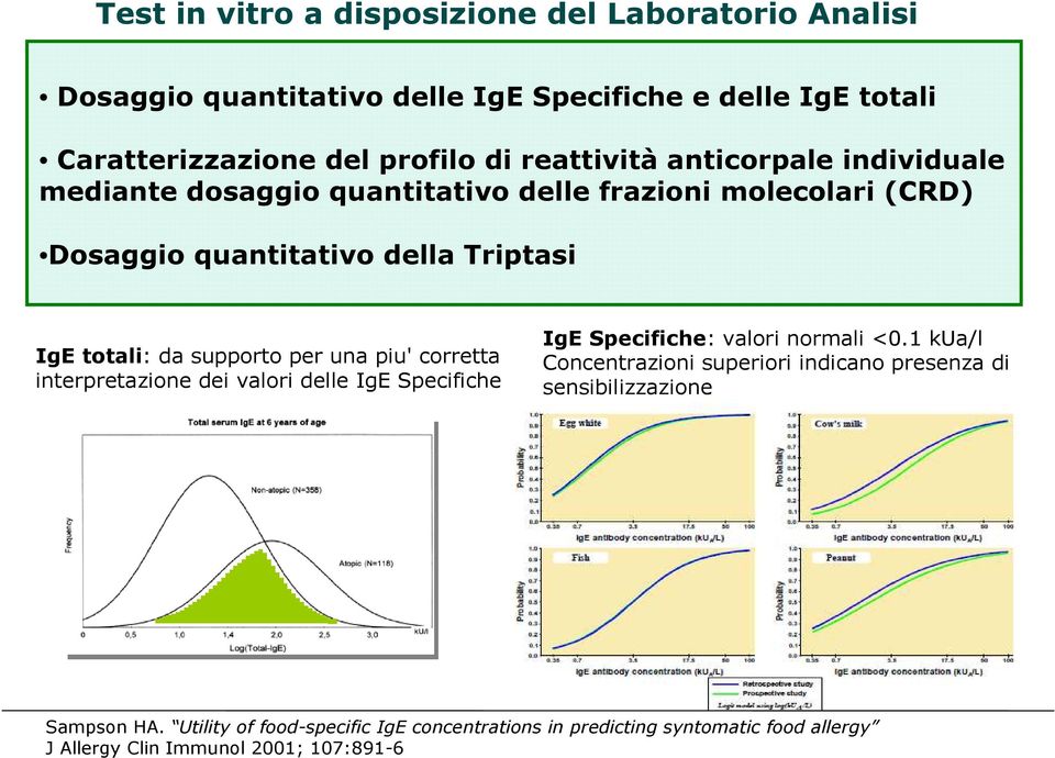 supporto per una piu' corretta interpretazione dei valori delle IgE Specifiche IgE Specifiche: valori normali <0.