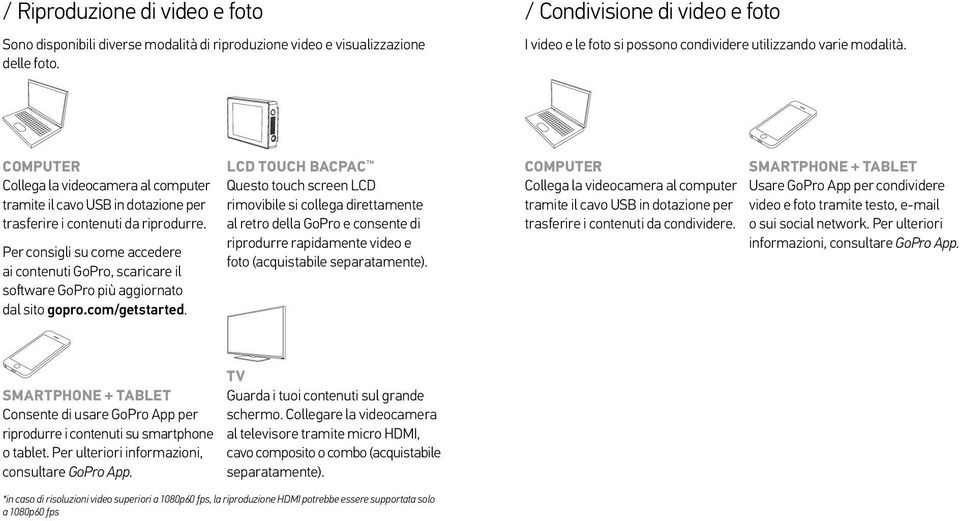COMPUTER Collega la videocamera al computer tramite il cavo USB in dotazione per trasferire i contenuti da riprodurre.
