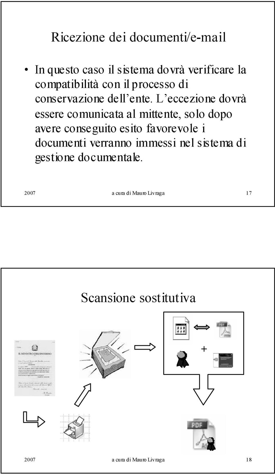 L eccezione dovrà essere comunicata al mittente, solo dopo avere conseguito esito favorevole i