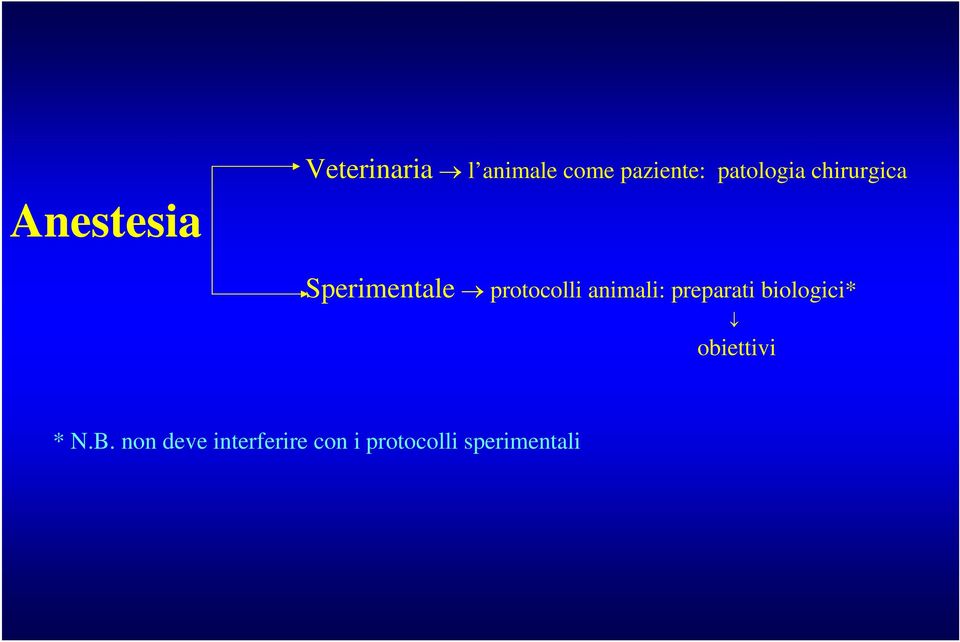 animali: preparati biologici* obiettivi * N.B.