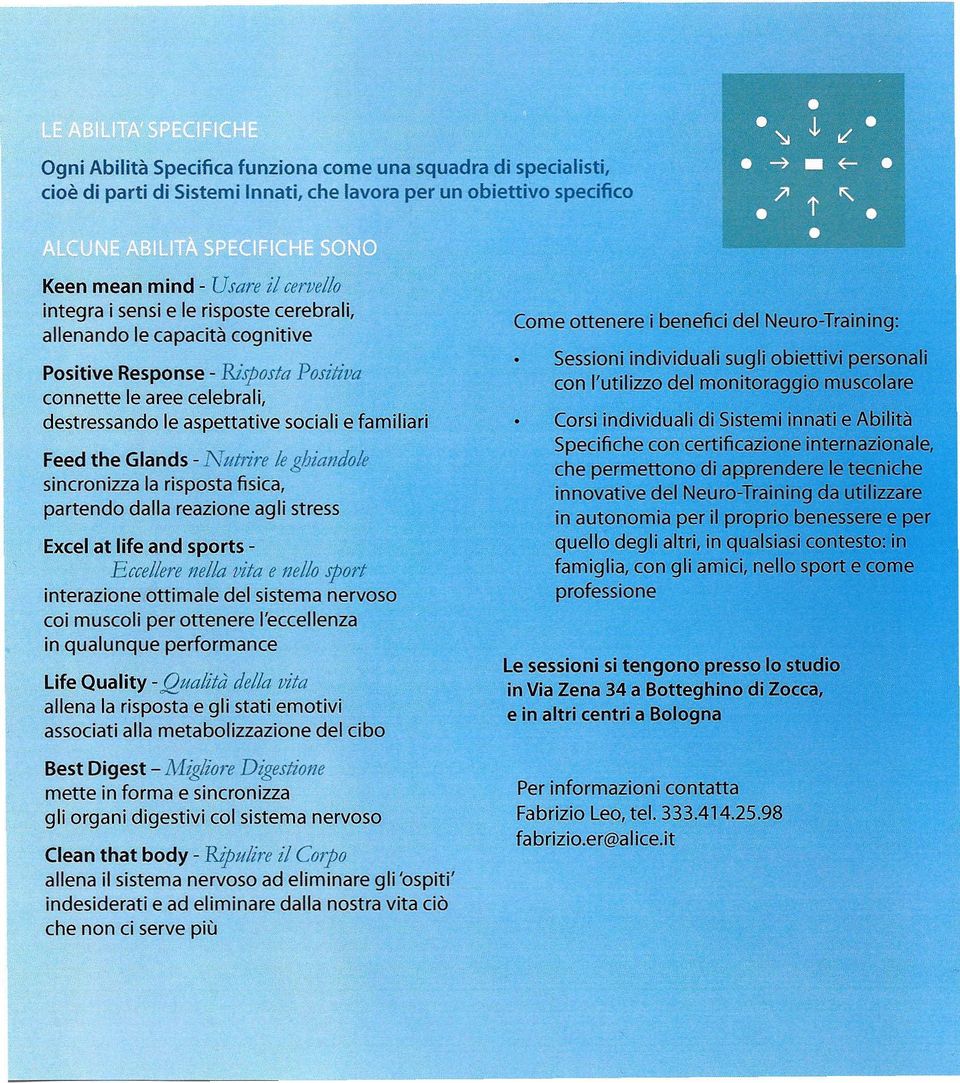 aspettative sociali e familiari Feed the Glands - Nutrire leghiandole sincronizza la risposta fisica, partendo dalla reazione agli stress Excel at life and sports - Eccellere nella vita e nello sport