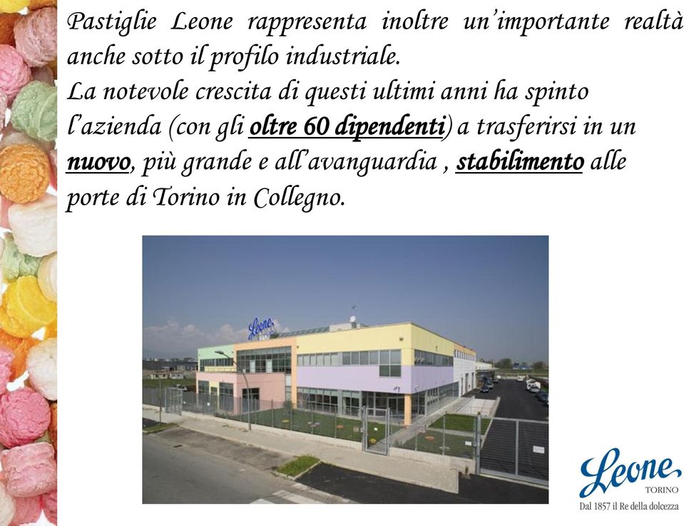 La notevole crescita di questi ultimi anni ha spinto l azienda (con gli