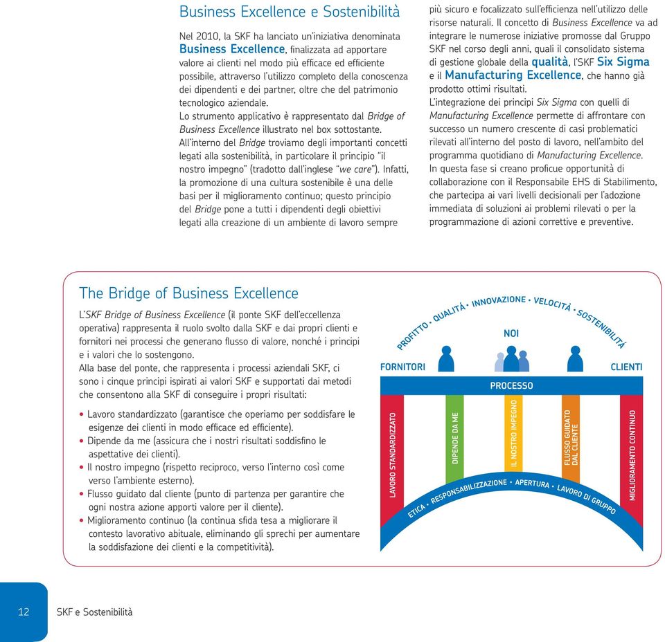 Lo strumento applicativo è rappresentato dal Bridge of Business Excellence illustrato nel box sottostante.