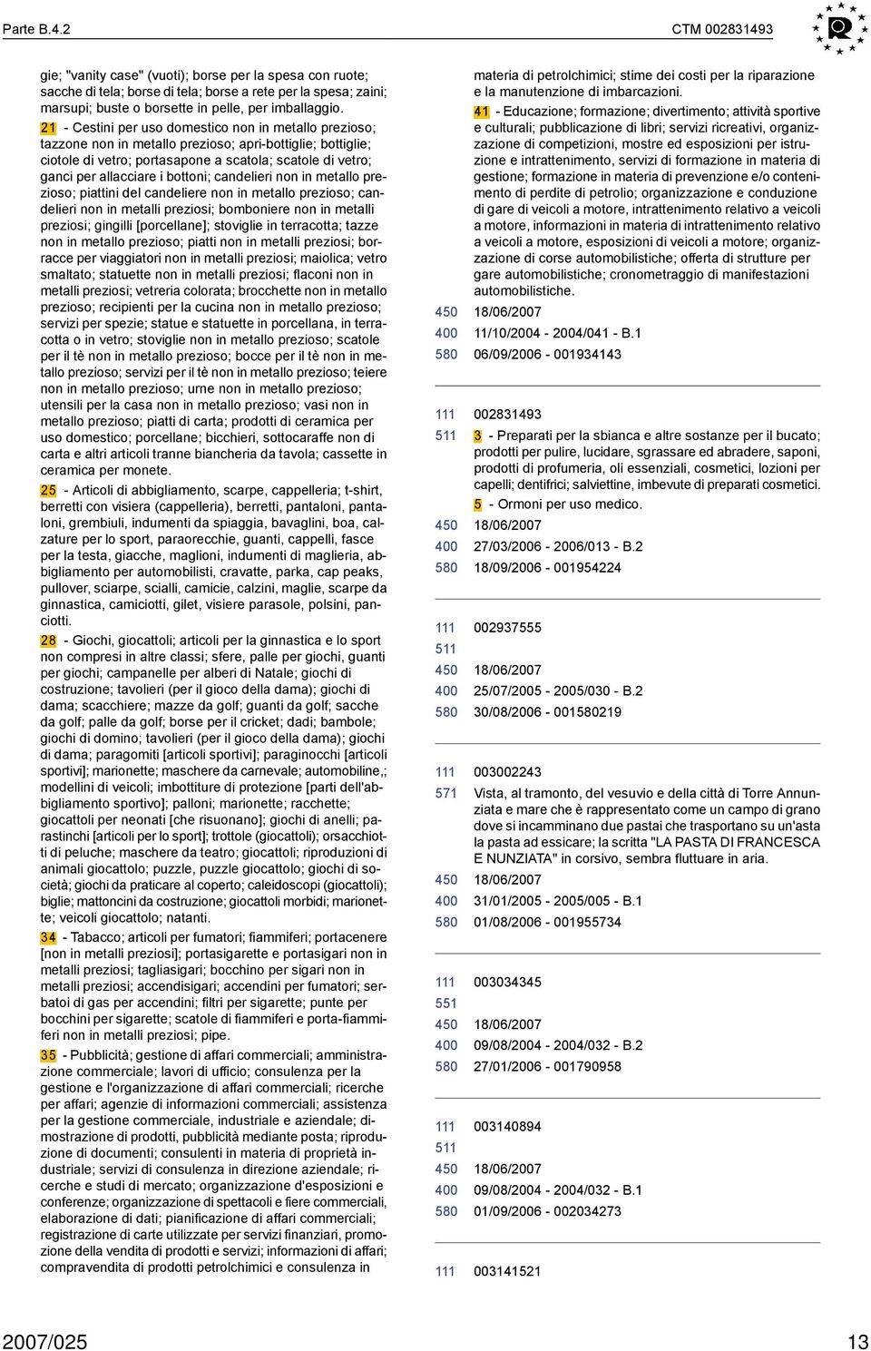 21 - Cestini per uso domestico non in metallo prezioso; tazzone non in metallo prezioso; apri-bottiglie; bottiglie; ciotole di vetro; portasapone a scatola; scatole di vetro; ganci per allacciare i