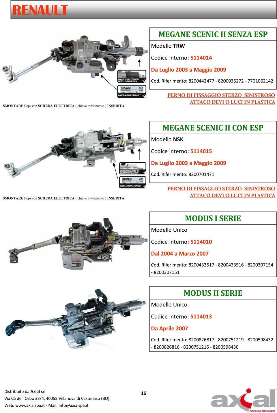 CON ESP Modello NSK Codice Interno: 5114015 Da Luglio 2003 a Maggio 2009 Cod.