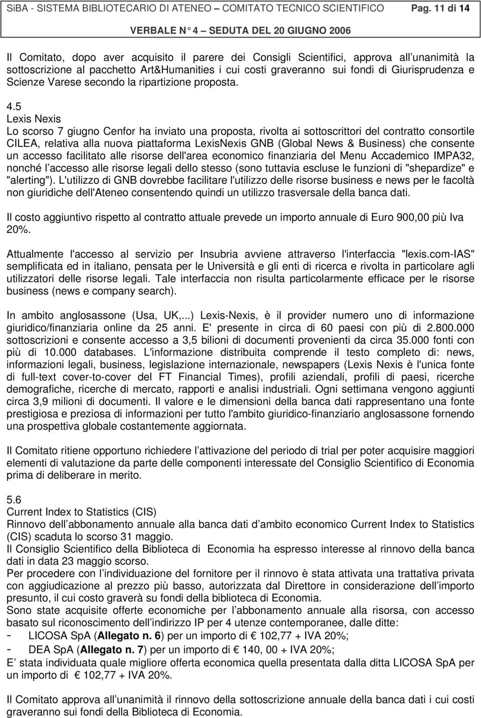 Scienze Varese secondo la ripartizione proposta. 4.