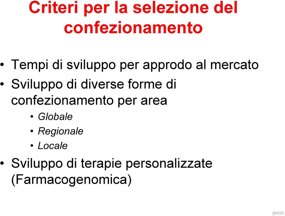 forme di confezionamento per area Globale Regionale