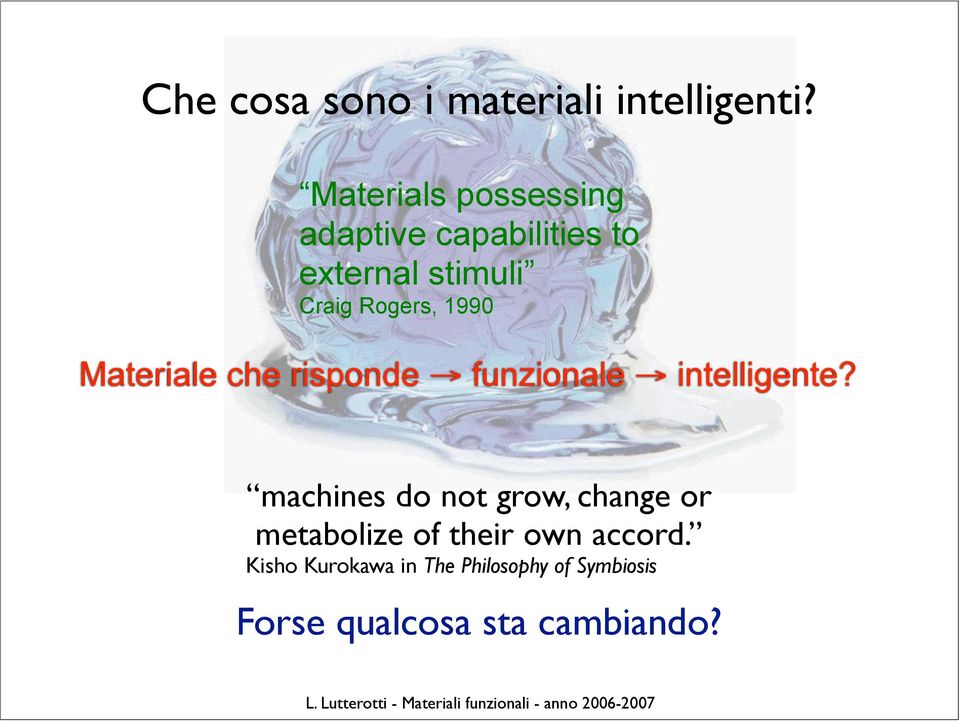 Materiale che risponde! funzionale! intelligente?