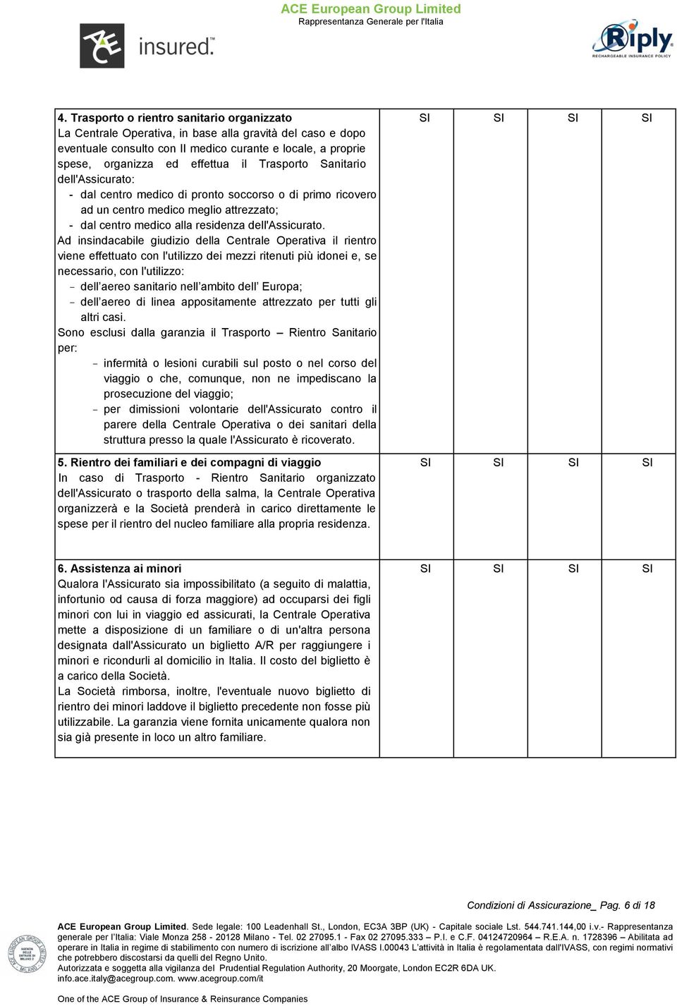 Ad insindacabile giudizio della Centrale Operativa il rientro viene effettuato con l'utilizzo dei mezzi ritenuti più idonei e, se necessario, con l'utilizzo: - dell aereo sanitario nell ambito dell