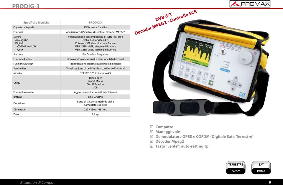 SCR Litio Ioni 8Ah Borsa di trasporto morbida gialla Dimensioni 229 x 130 x 165 mm. Peso 2,4 kg.