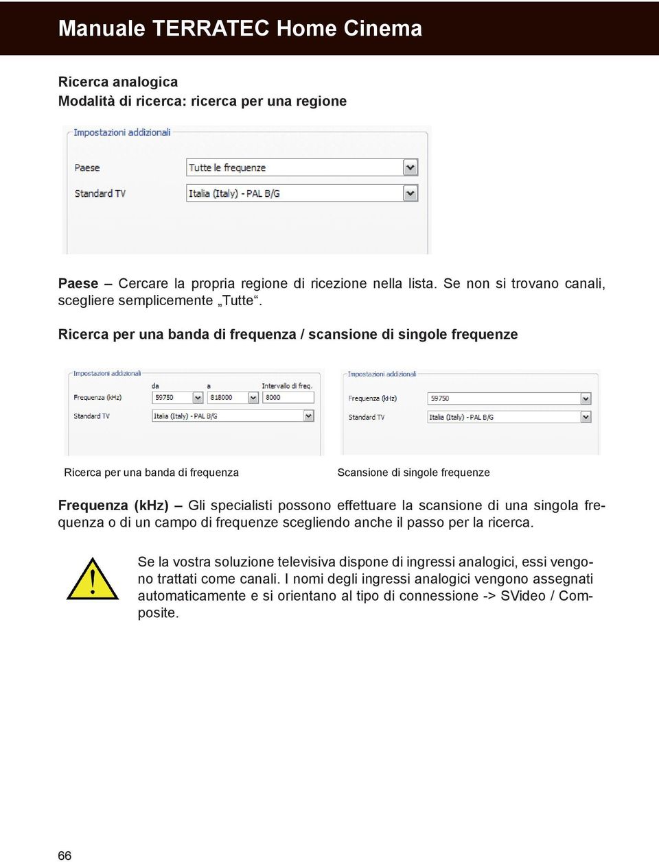 Ricerca per una banda di frequenza / scansione di singole frequenze Ricerca per una banda di frequenza Scansione di singole frequenze Frequenza (khz) Gli specialisti possono