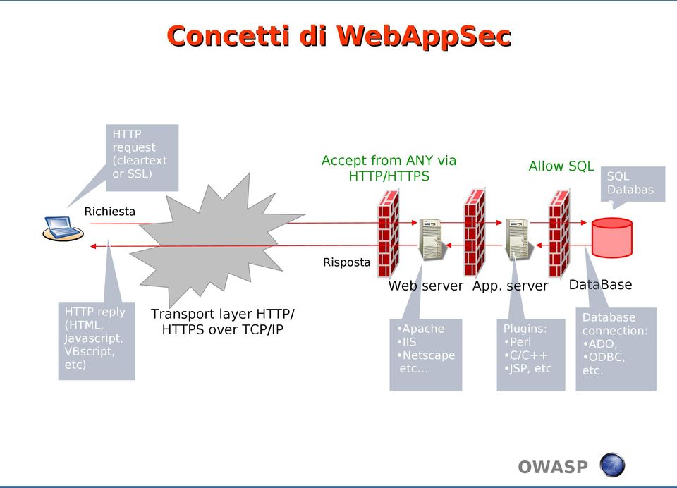 server DataBase HTTP reply (HTML, Javascript, VBscript, etc) Transport layer HTTP/