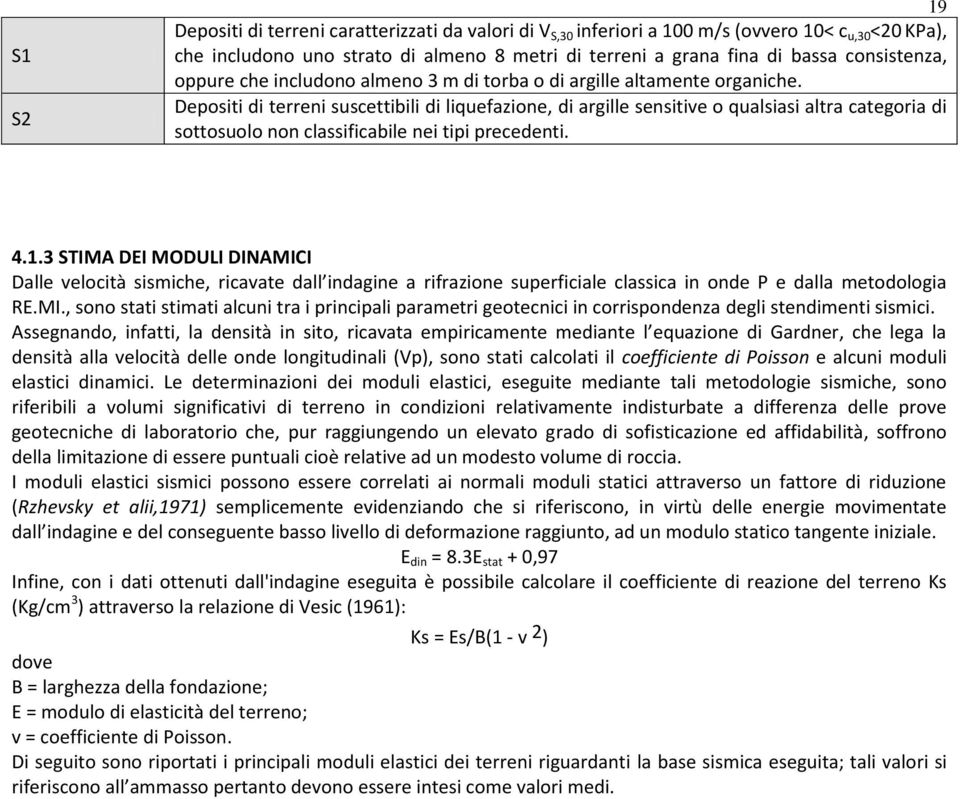 Depositi di terreni suscettibili di liquefazione, di argille sensitive o qualsiasi altra categoria di sottosuolo non classificabile nei tipi precedenti. 4.1.