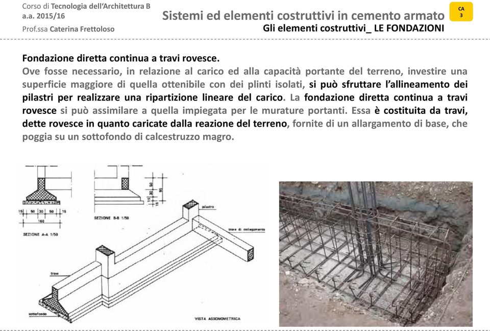 isolati, si può sfruttare l allineamento dei pilastri per realizzare una ripartizione lineare del carico.