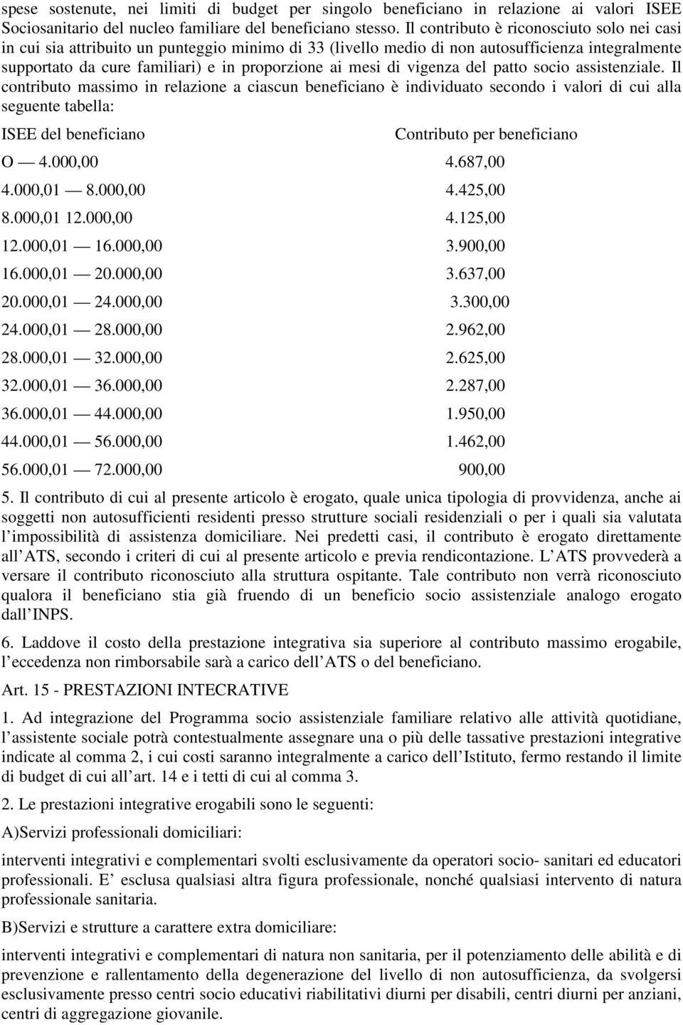 di vigenza del patto socio assistenziale.